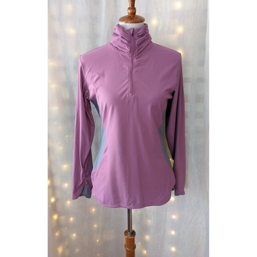 Title Nine Womens M Purple Half Zip Long Sleeve Pullover Shirt Top Golf Stretch